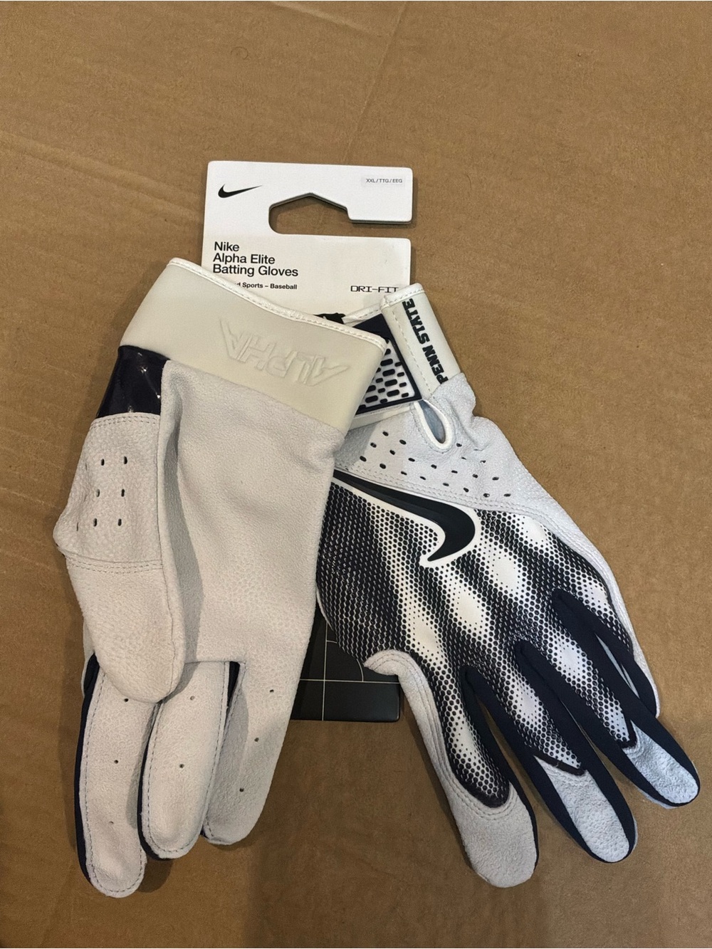 NIKE Penn State Alpha Elite Batting Gloves Blue White Gray Baseball Mens Sz 2XL